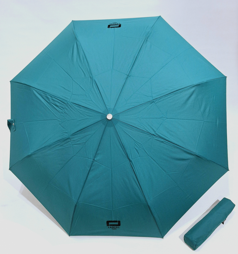  Parapluie Lancel mini pliant automatique uni vert pg cuir noir + Logo - Français - Grand & solide