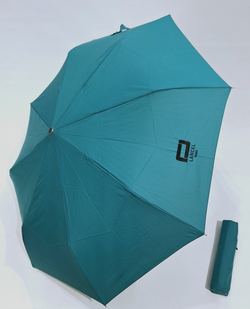  Parapluie Lancel mini pliant automatique uni vert pg cuir noir + Logo - Français - Grand & solide