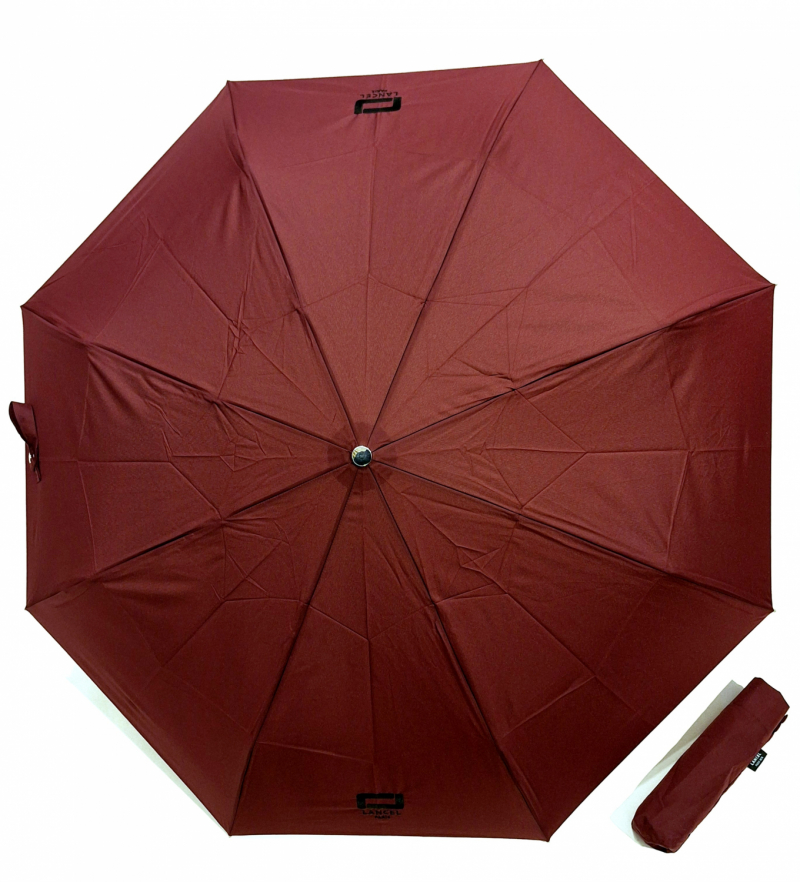  Parapluie Lancel mini pliant automatique uni bordeaux pg cuir noir + Logo - Français - Grand & solide