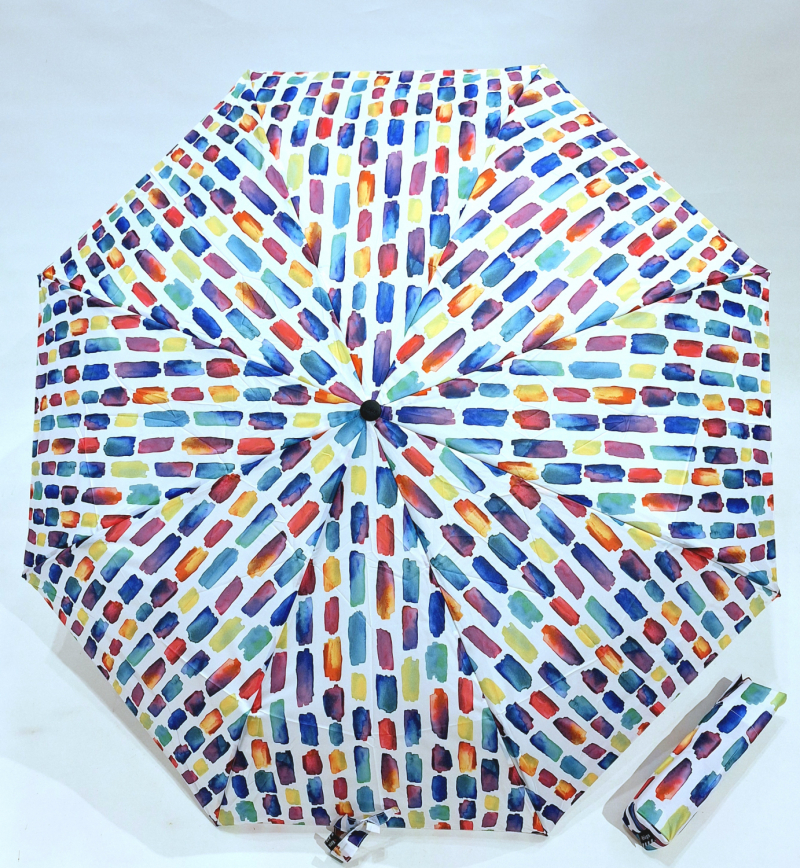 Mini parapluie pliant A200 Knirps automatique ouvré fermé blanc imprimé coloré - Garantie 5ans - Léger & pas cher