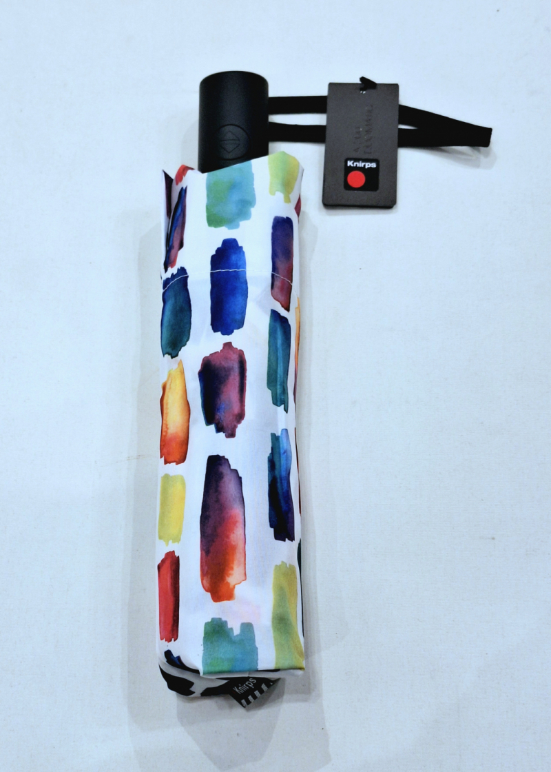 Mini parapluie pliant A200 Knirps automatique ouvré fermé blanc imprimé coloré - Garantie 5ans - Léger & pas cher