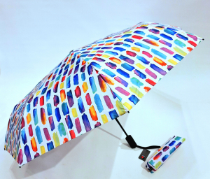 Mini parapluie pliant A200 Knirps automatique ouvré fermé blanc imprimé coloré - Garantie 5ans - Léger & pas cher