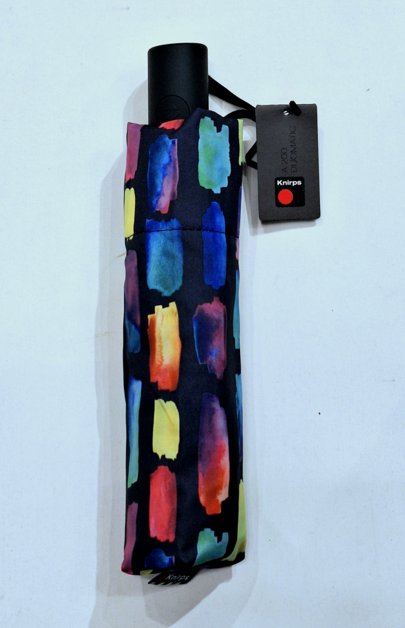 Mini parapluie pliant A200 Knirps automatique ouvré fermé noir imprimé coloré - Garantie 5ans - Léger & pas cher