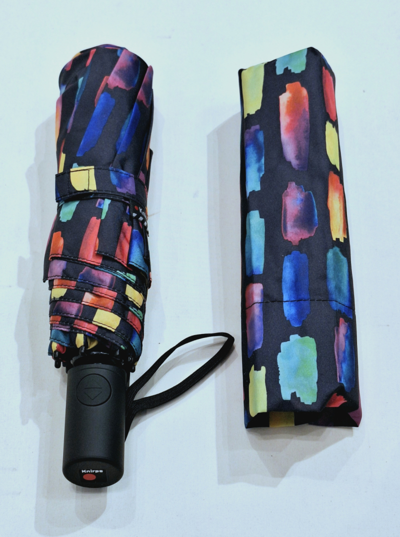 Mini parapluie pliant A200 Knirps automatique ouvré fermé noir imprimé coloré - Garantie 5ans - Léger & pas cher