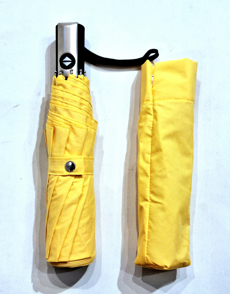 Parapluie français mini pliant automatique ouvré fermé uni jaune Vaux - Grand & résistant