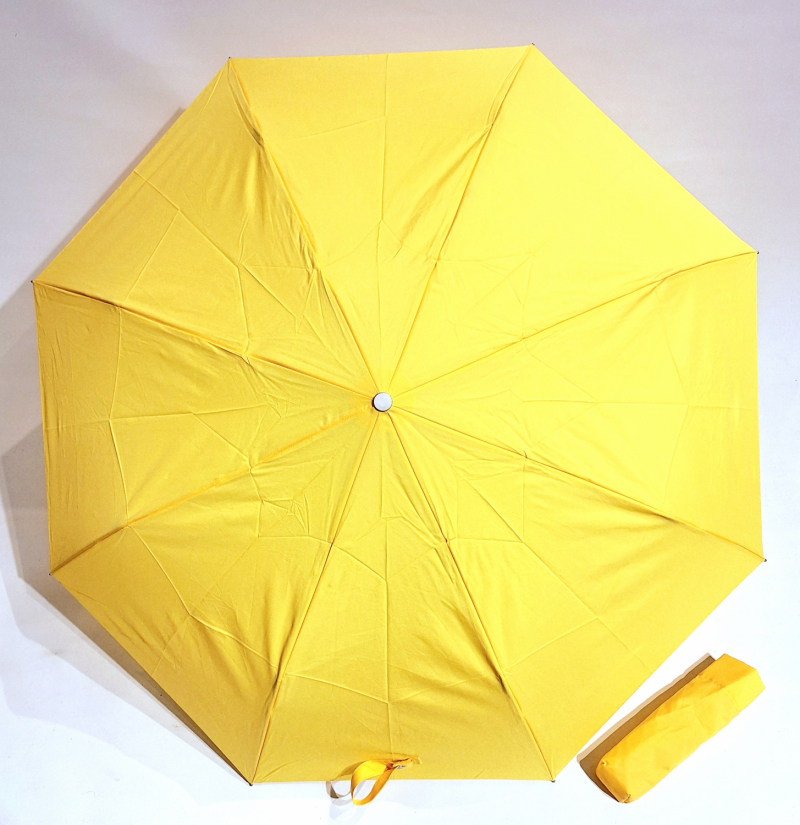 Parapluie français mini pliant automatique ouvré fermé uni jaune Vaux - Grand & résistant