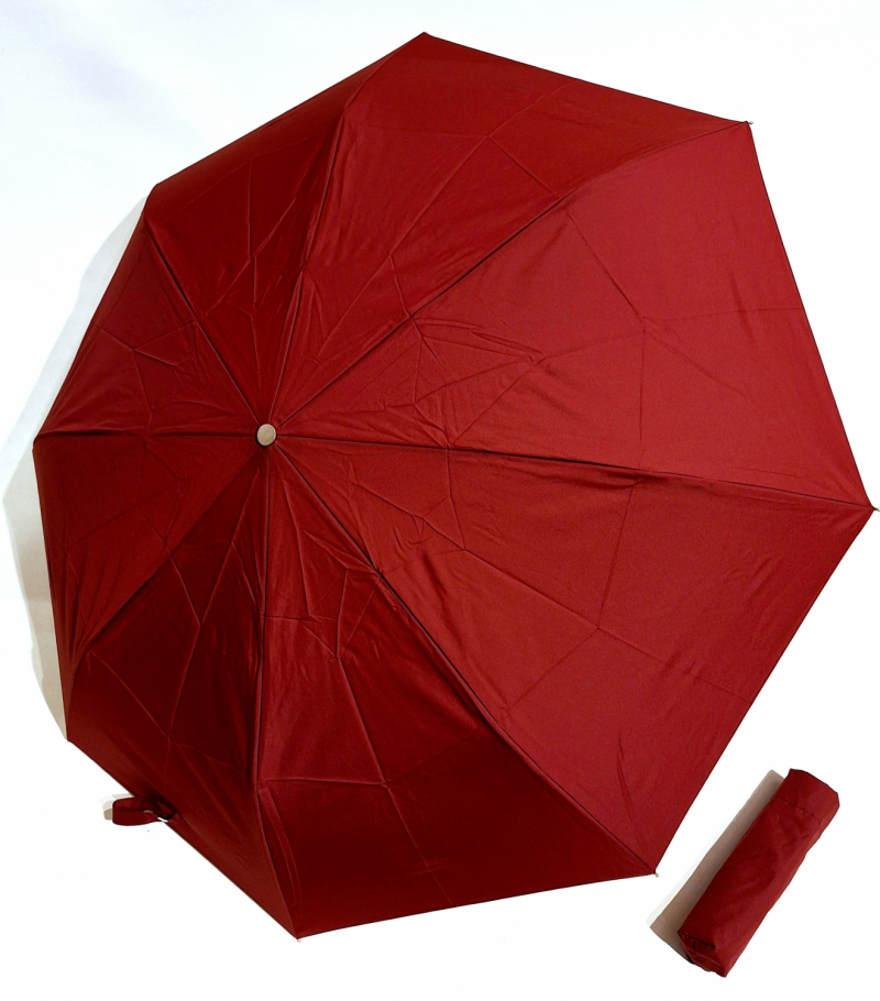 Parapluie français Vaux mini pliant automatique ouvré fermé uni bordeaux - Grand & résistant