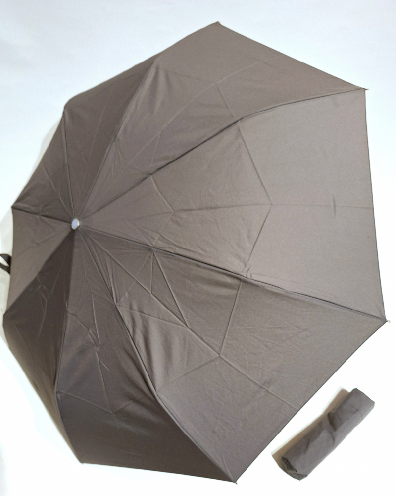 Parapluie français mini pliant automatique ouvré fermé uni gris Vaux - Grand & résistant