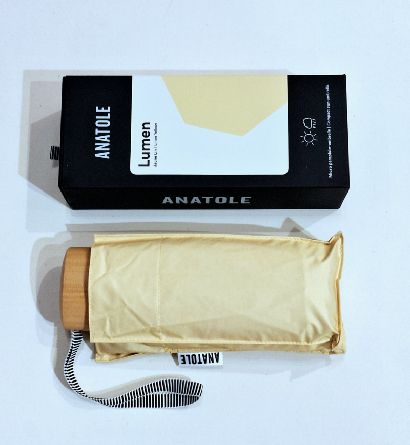 Mini parapluie ANTI UV 100% uni jaune& ivoire Ombrelle Lumen / Anatole - 250g Légère & solide