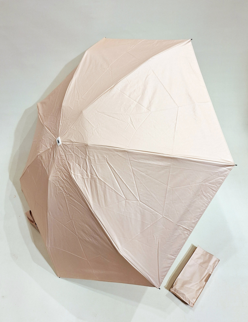 Mini parapluie-ANTI UV 100% uni rose poudré & ivoire - Petite Ombrelle Naos / Anatole - 250g Légère & résistante 
