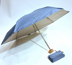 Mini parapluie-ANTI UV 100% uni bleu gris & ivoire - Petite Ombrelle Naos / Anatole - 250g Légère & résistante 