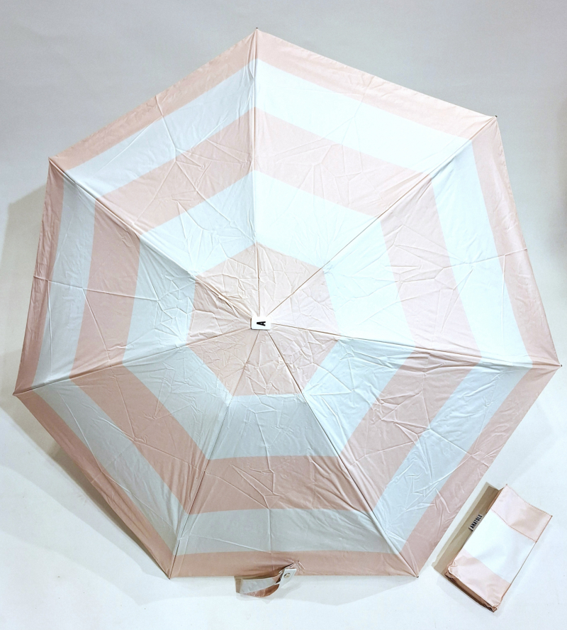 Mini parapluie-ANTI UV 100% MARINIERE rose poudré & écru - Petite Ombrelle Polaris / Anatole - 250g Légère & résistante 