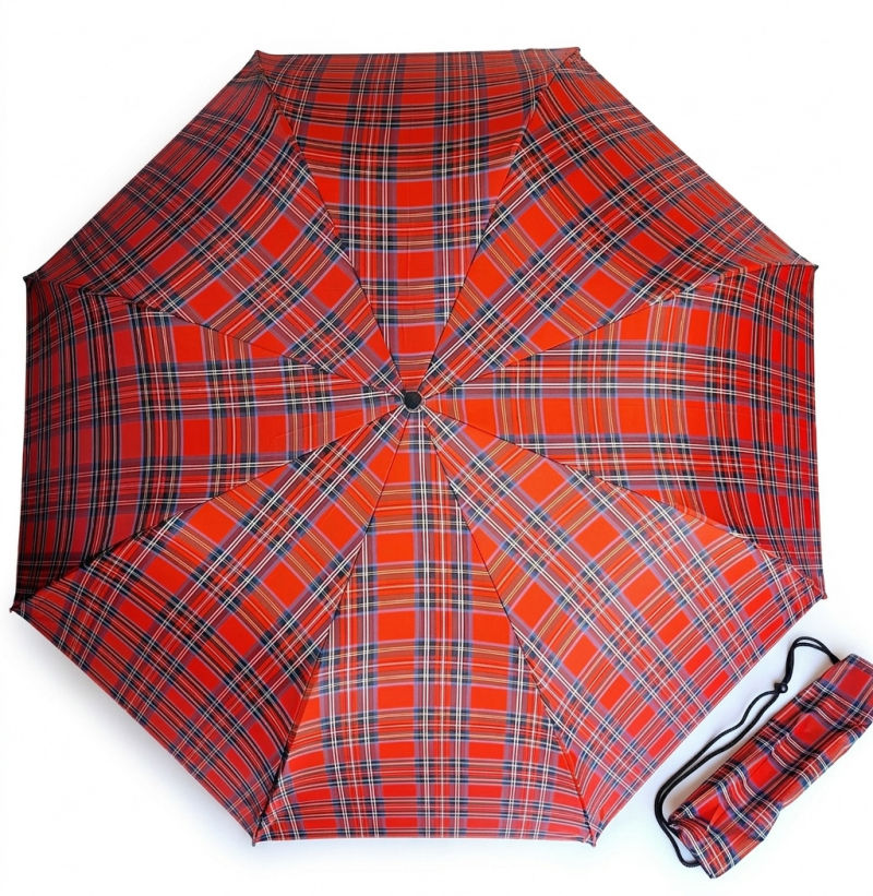 Grand parapluie golf pliant automatique rouge ecossias housse sac à dos Randonneur Piganiol français - Large130cm & robuste