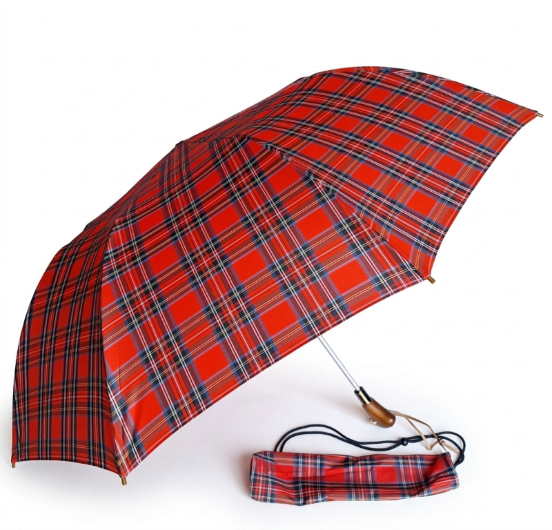 Grand parapluie golf pliant automatique rouge ecossias housse sac à dos Randonneur Piganiol français - Large130cm & robuste