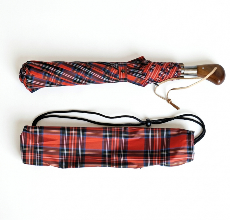 Grand parapluie golf pliant automatique rouge ecossias housse sac à dos Randonneur Piganiol français - Large130cm & robuste