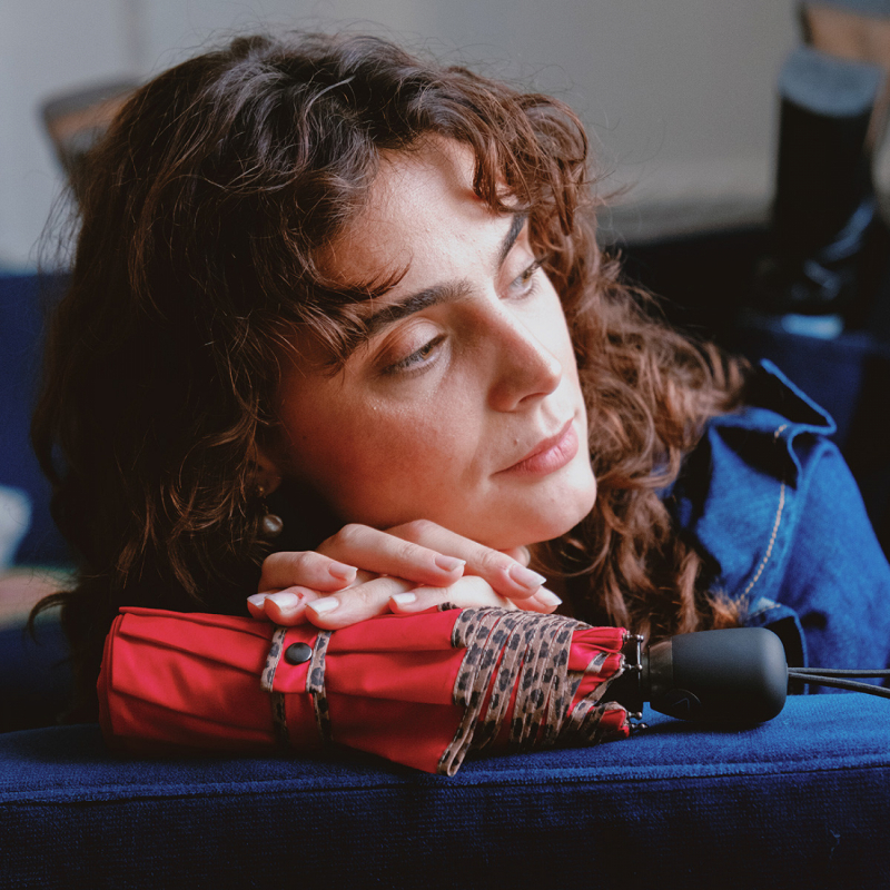 Mini parapluie pliant automatique uni rouge biais léopard Piganiol - Léger et solide