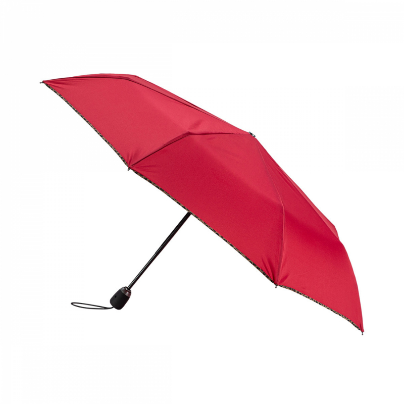 Mini parapluie pliant automatique uni rouge biais léopard Piganiol - Léger et solide