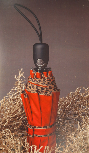 Mini parapluie pliant automatique uni rouge biais léopard Piganiol - Léger et solide