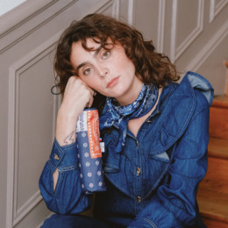 Parapluie pliant français Piganiol bleu imprimé patchwork Camarguais ouvrant fermant PENNY LANE - Léger & résistant