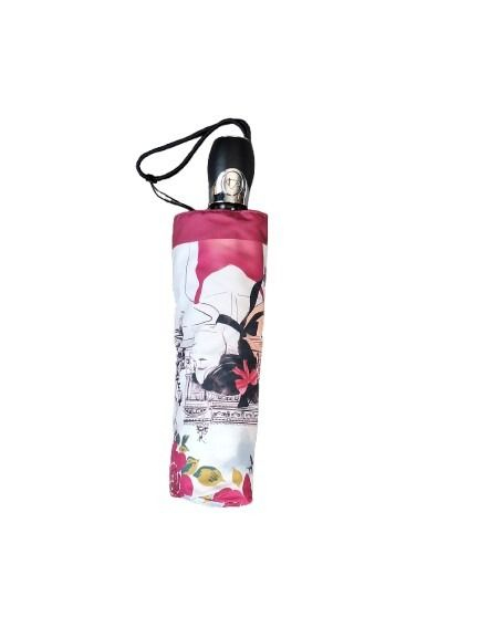 Parapluie pliant français Piganiol mini automatique blanc / rose imprimé Paris Opéra BALLERINE - Léger & résistant