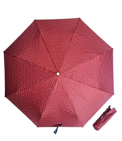 Mini parapluie pliant open-close imprimé carreaux bordeaux / ivoire pgn bois Ezpeleta - léger & solide