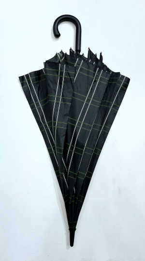 Parapluie grand golf automatique noir écossais blanc & rouge pgn courbe Ezpeleta - XXl 130cm & résistant