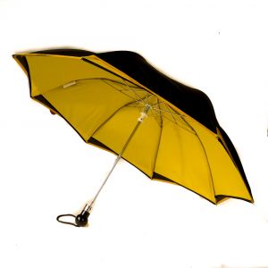 Parapluie pliant automatique noir doublé jaune bord étoile Guy de Jean, élégant et robuste