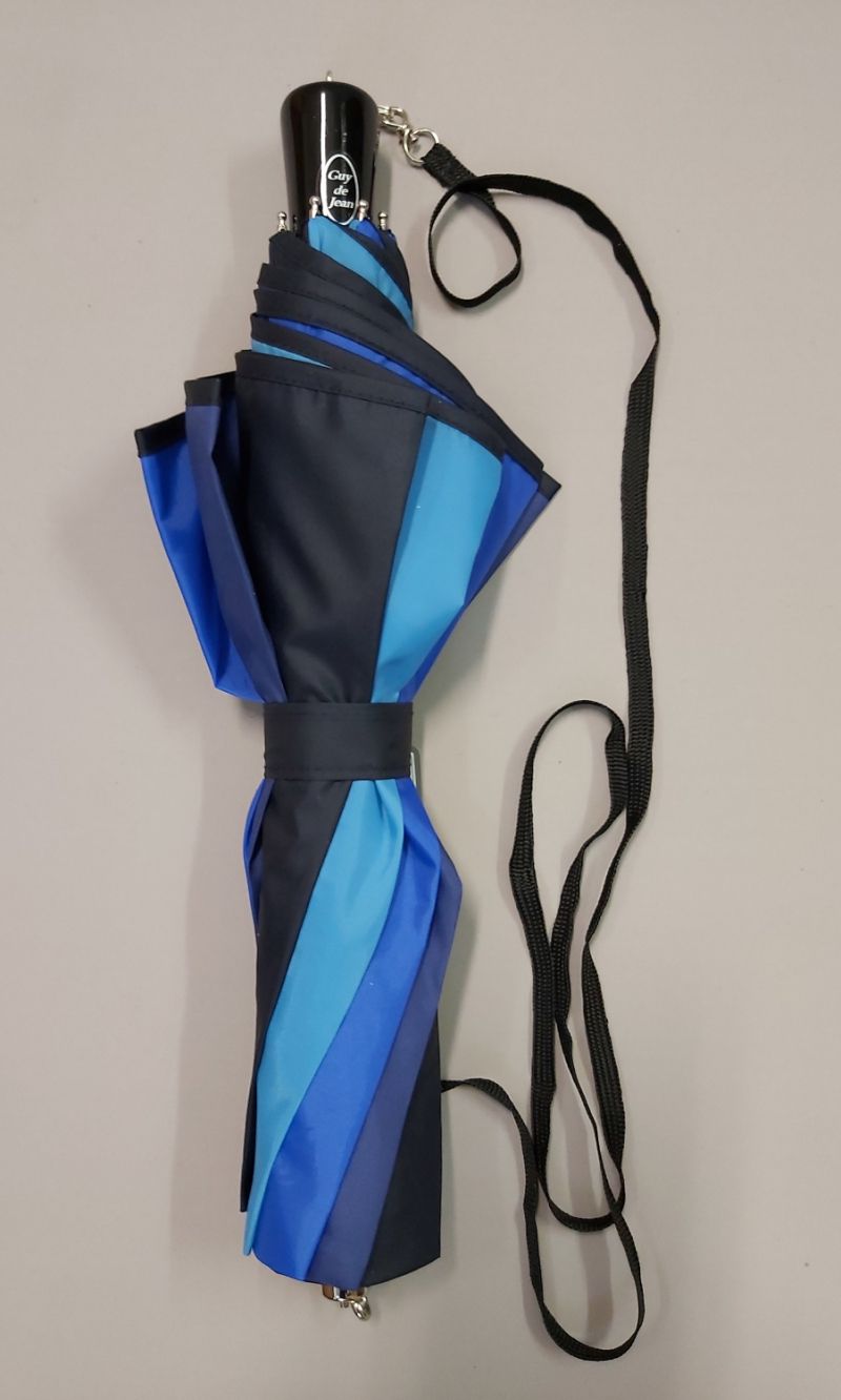 Parapluie pliant bandoulière automatique multicolore dégradé de bleu Guy de Jean - solide & durable