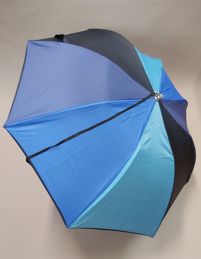 Parapluie pliant automatique multicolore dégradé bleu à bandoulière Guy de Jean, solide et durable