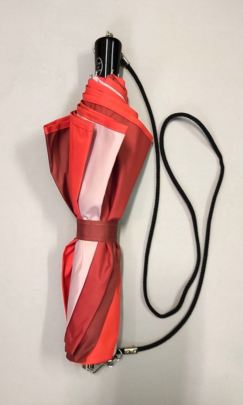 Parapluie pliant automatique dégradé rouge à bandoulière Guy de Jean, robuste et anti vent
