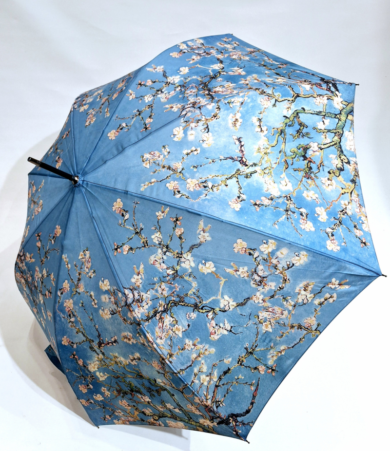 Parapluie long automatique bleu impressionniste Vangogh fleurs Japonisant Guy de Jean - Léger et solide