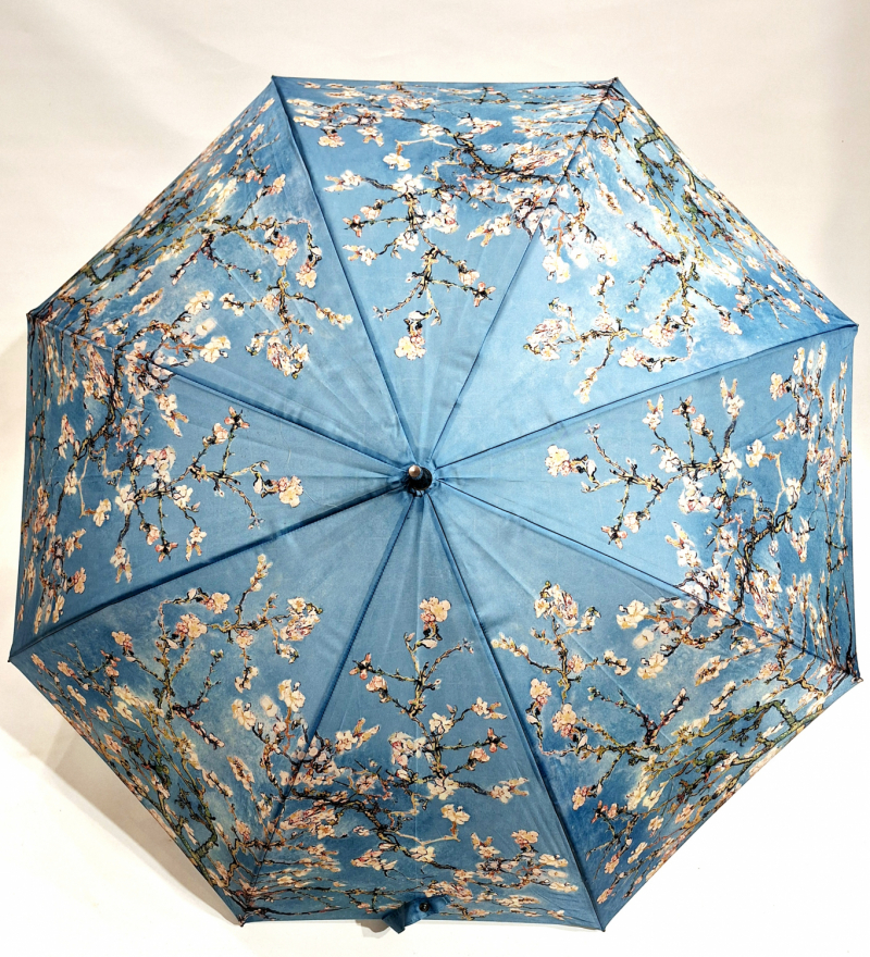 Parapluie long automatique bleu impressionniste Vangogh fleurs Japonisant Guy de Jean - Léger et solide
