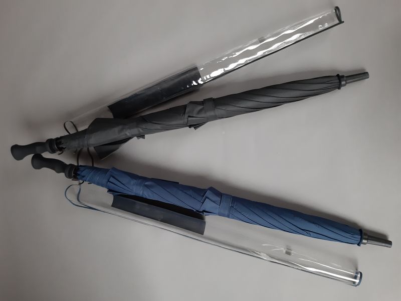Grand parapluie golf manuel double toile homme uni bleu marine Falcone 135 cm, XXL et robuste