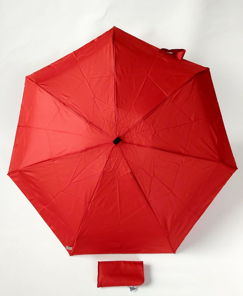  Parapluie de poche micro plat pliant 16cm uni rouge Chic il pleut, léger 200 g et résistant