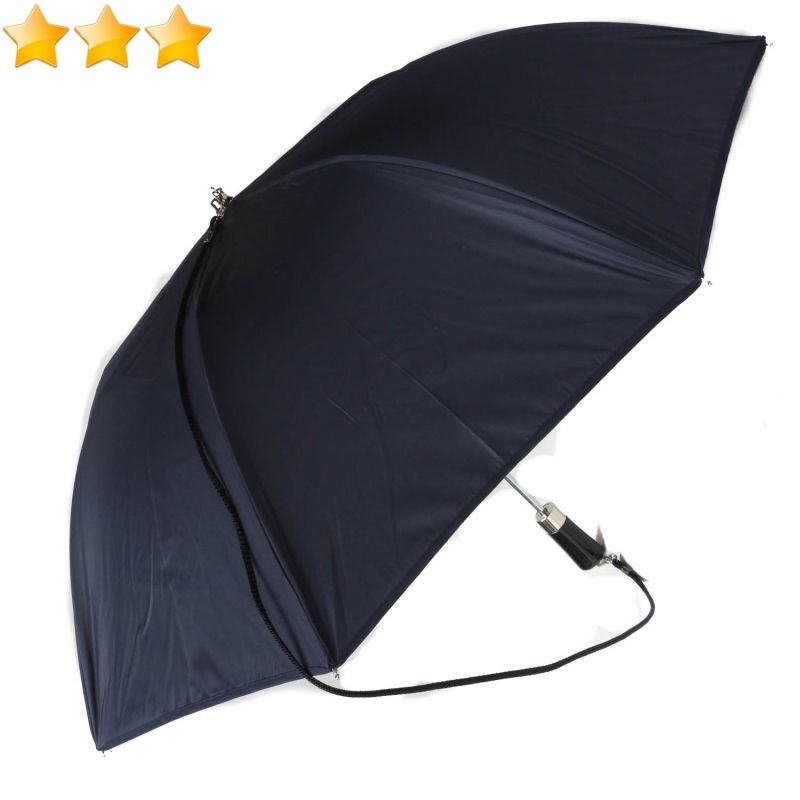Parapluie pliant automatique bleu marine à bandoulière solide Guy de Jean - Grand & anti vent