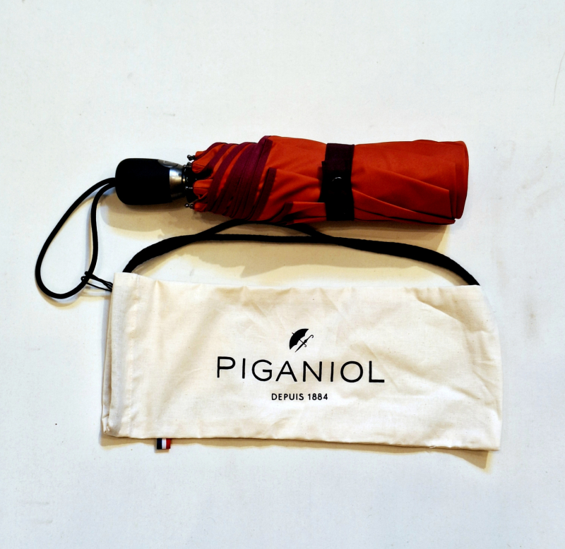 Parapluie pliant automatique uni brique/roux français Piganiol - léger & solide
