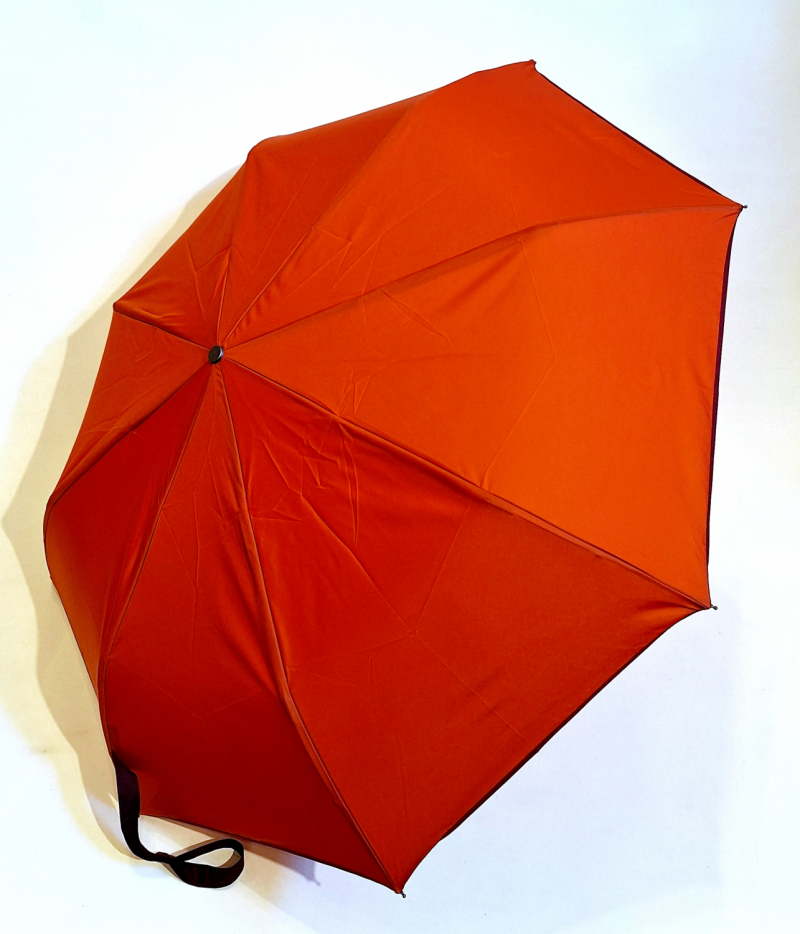 Parapluie pliant automatique uni brique/roux français Piganiol - léger & solide