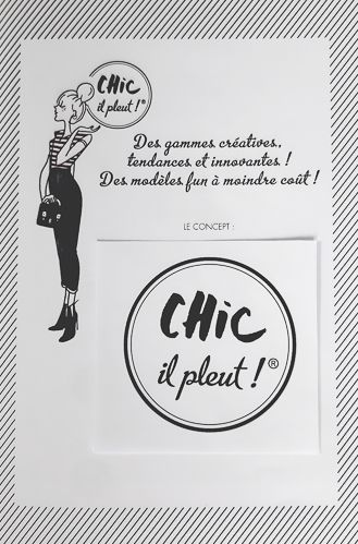  Parapluie de poche mini pliant noir, ultra plat 16 cm Chic il pleut, léger 200g et solide
