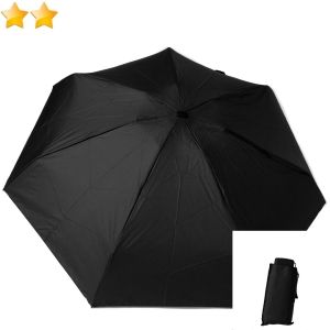  Parapluie de poche mini pliant noir, ultra plat 16 cm Chic il pleut, léger 200g et solide