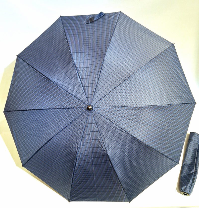 EXCLUSIVITE Parapluie homme pliant gris claire automatique bleu ciel pgn noire Ezpeleta - Résistant 10 branches 
