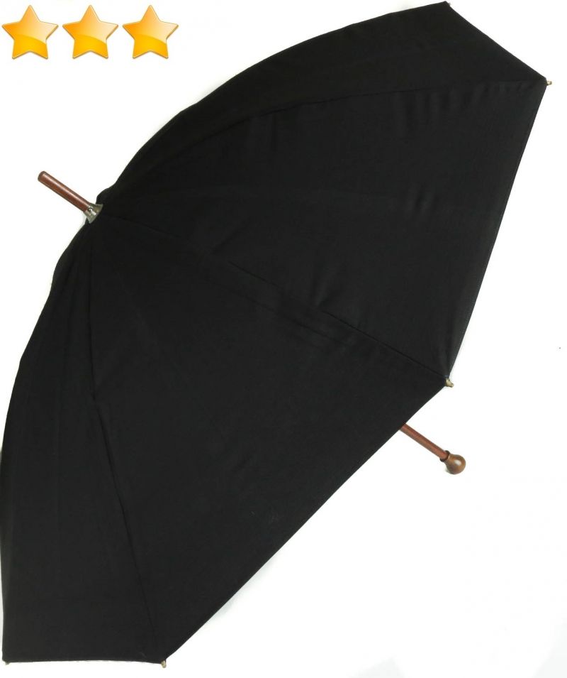 Parapluie de BERGER rustique en coton noir à 9 baleines anti uv à 100% Piganiol Aurillac, tradition et authenticité