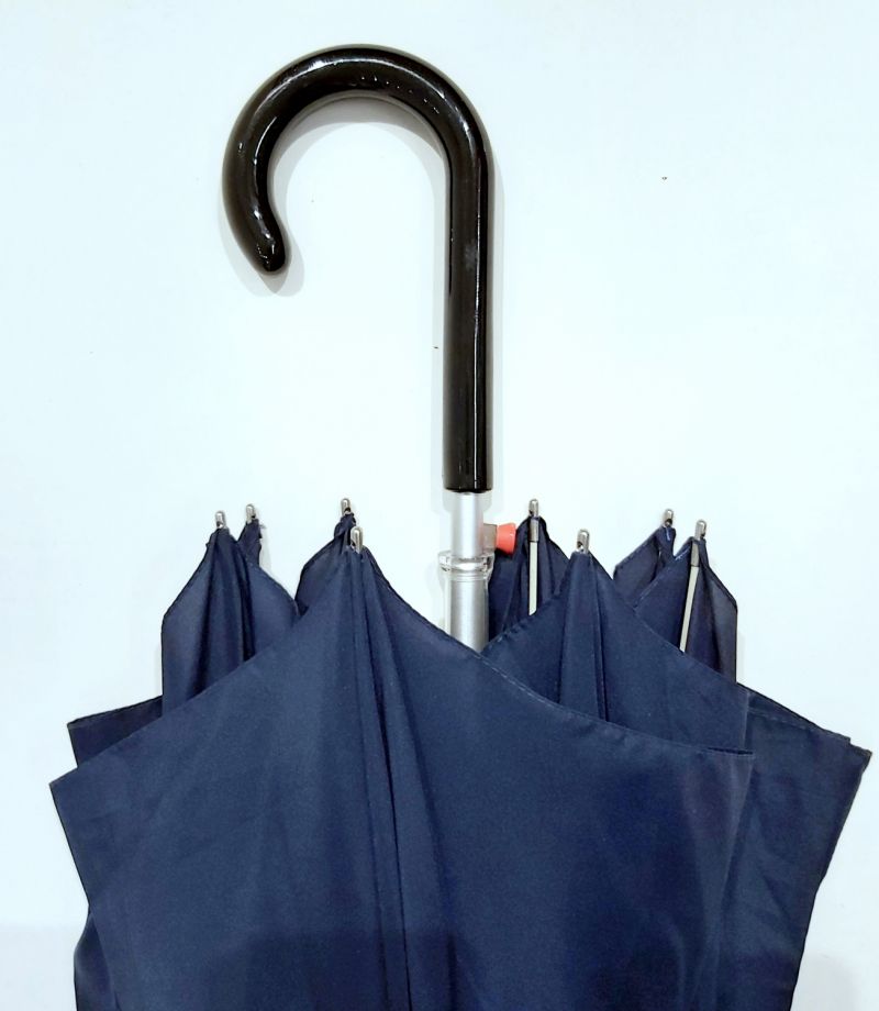 Parapluie tempête Knirps long automatique uni bleu marine, léger et solide