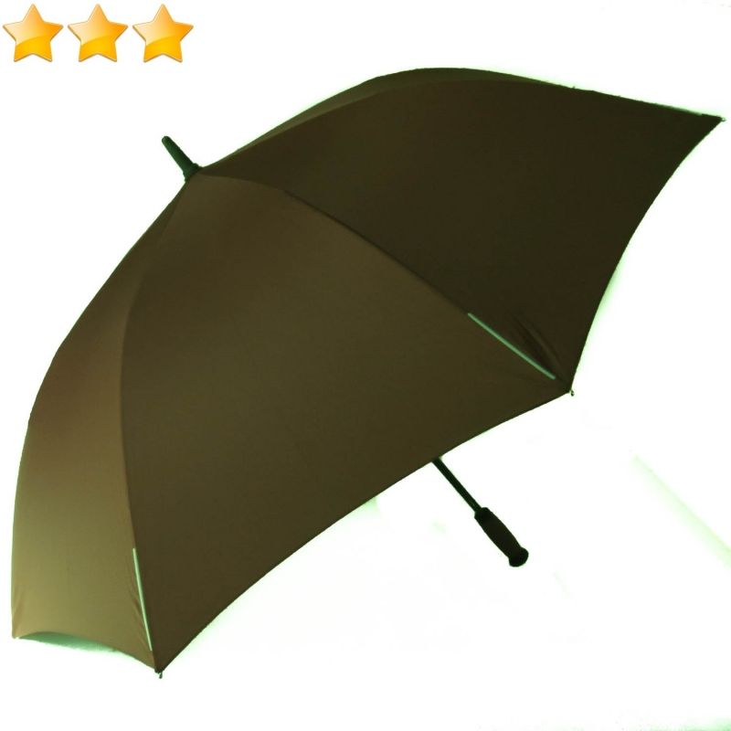 Parapluie XXL kaki automatique avec sa bande réfléchissante Ezpeleta, léger et résistant