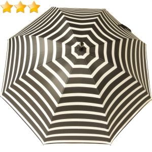 Parapluie long pour femme bicolore rayé noir et blanc Ezpeleta, léger et résistant