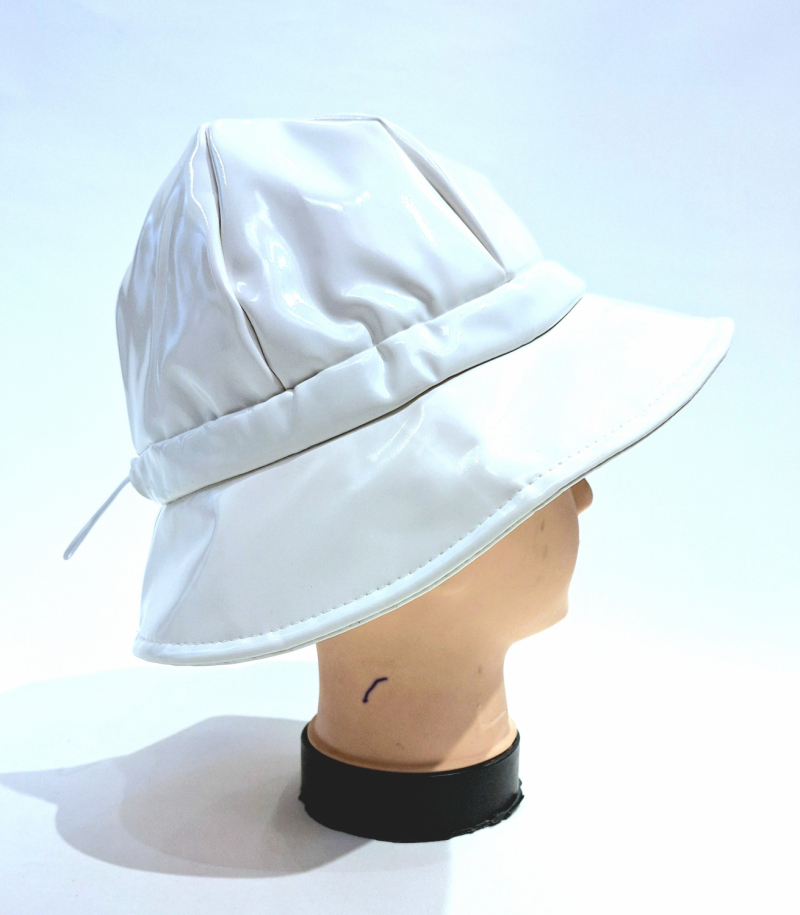 Chapeau de pluie vinyle uni blanc ajustable - Léger & confort - Taille unique 