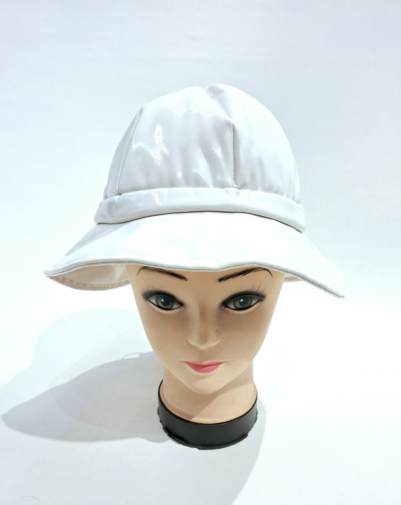 Chapeau de pluie vinyle uni blanc ajustable - Léger & confort - Taille unique 