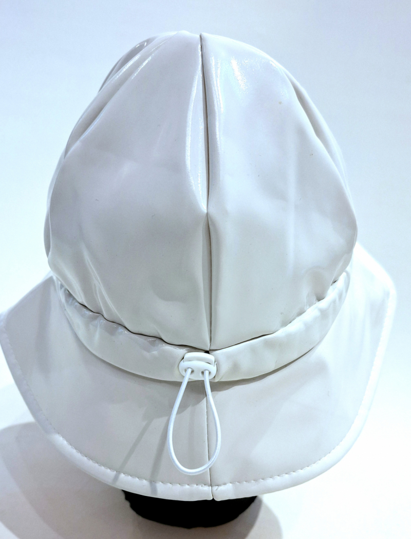 Chapeau de pluie vinyle uni blanc ajustable - Léger & confort - Taille unique 