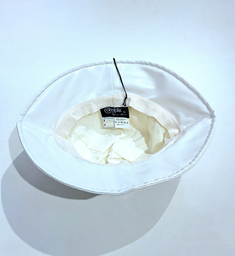 Chapeau de pluie vinyle uni blanc ajustable - Léger & confort - Taille unique 