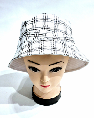 Chapeau de pluie blanc imprimé écossais tissu vynile épais & imperméable - Léger & confort - Taille L T56; T57