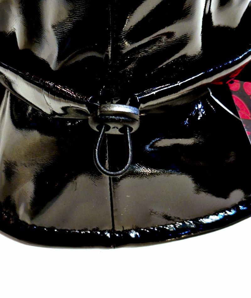 Chapeau de pluie réglable en vinyle uni noir - Taille unique pour 57/58/59 cm - Qualité fait main